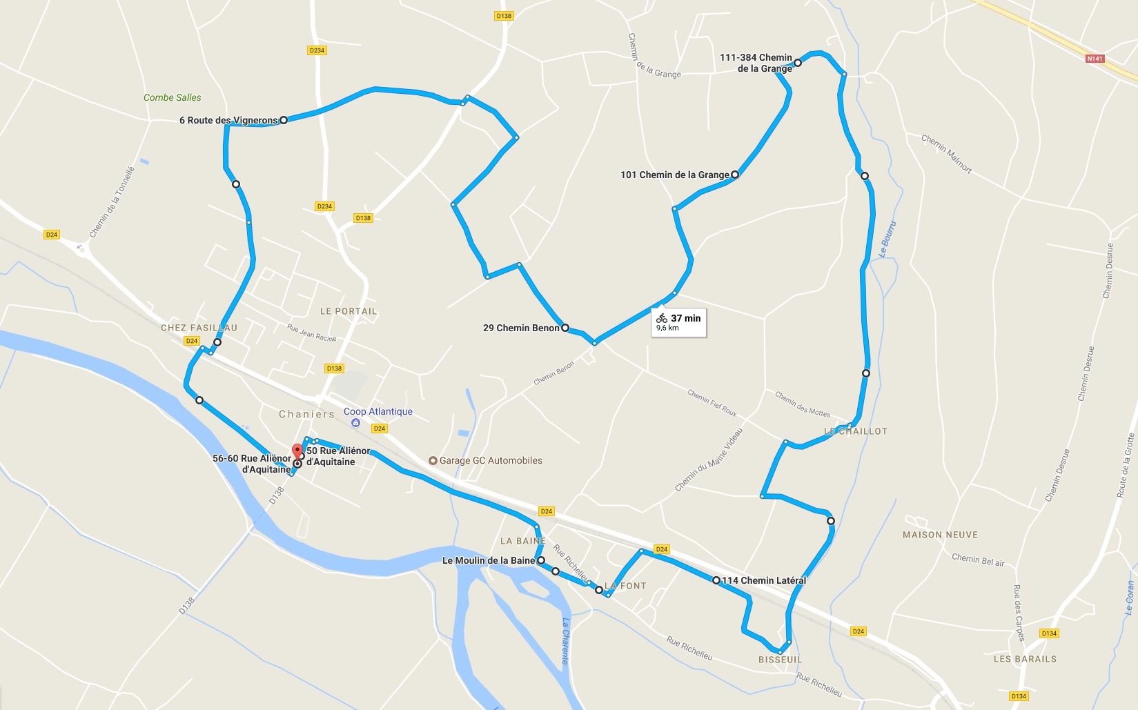 Plan de randonnée à Chaniers (17)