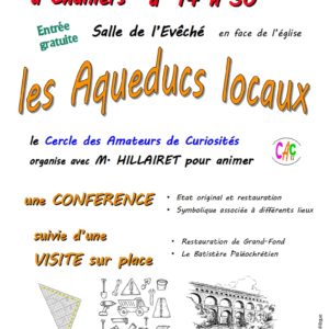 Conférence - visite sur les aqueducs @ Salle de l'évêché