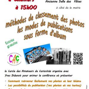 Conférence du CAC17 : Conception d'albums photos @ salle des fêtes
